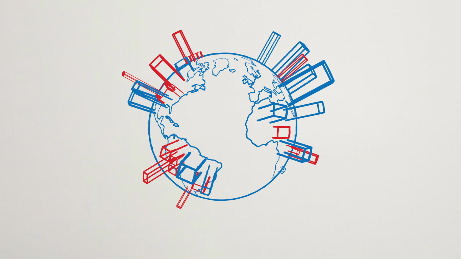 Access Prepaid, a hand drawn globe with buildings rising from its surface